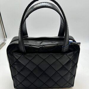 Chanel Calfskin Wild Stitch Tote Handle Bag Black